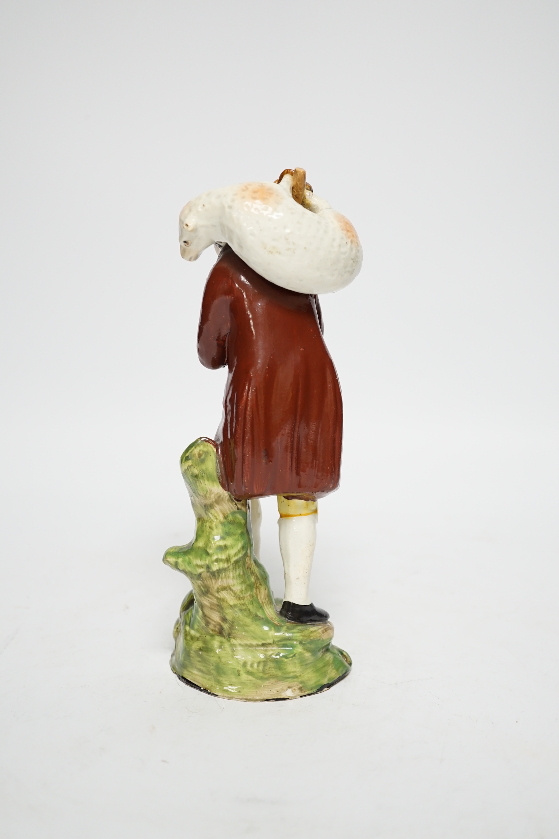 An Enoch Wood type pearlware figure of a shepherd, c.1820, 20cm